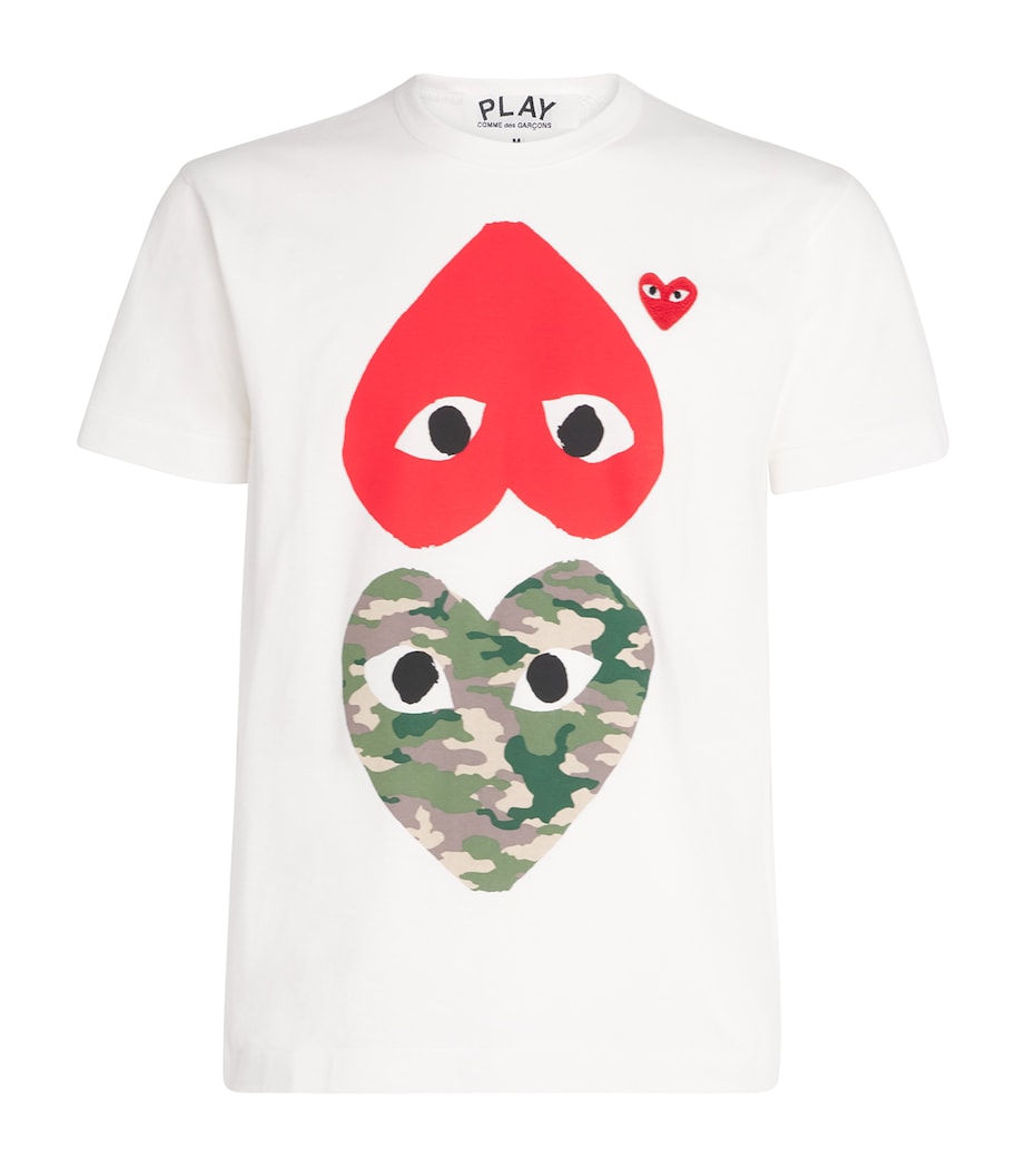 Comme Des Garçons Play Camouflage Mirrored Hearts T-Shirt