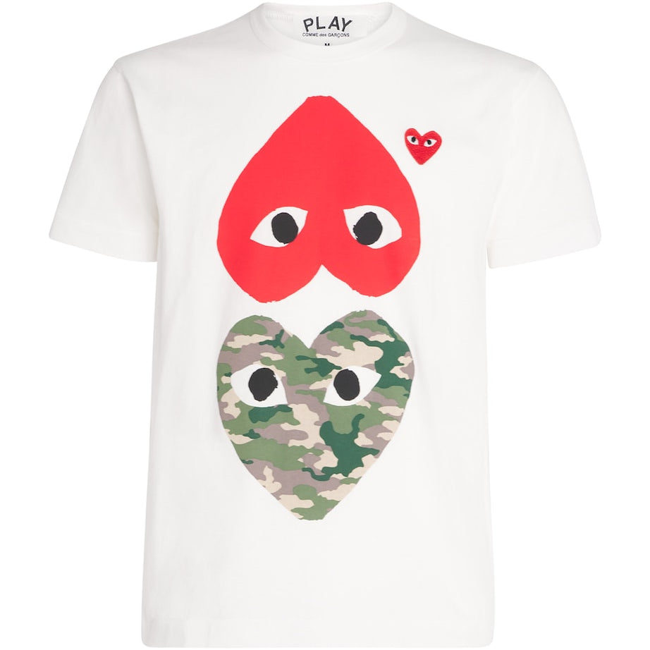 Comme Des Garçons Play Camouflage Mirrored Hearts T-Shirt