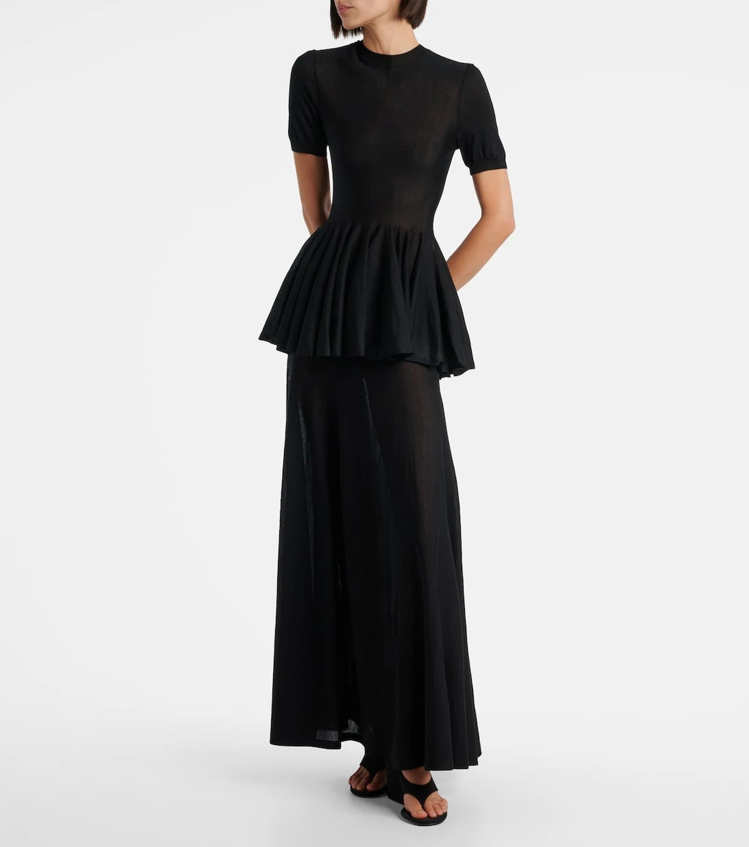 Alaïa - Flared virgin wool maxi skirt
