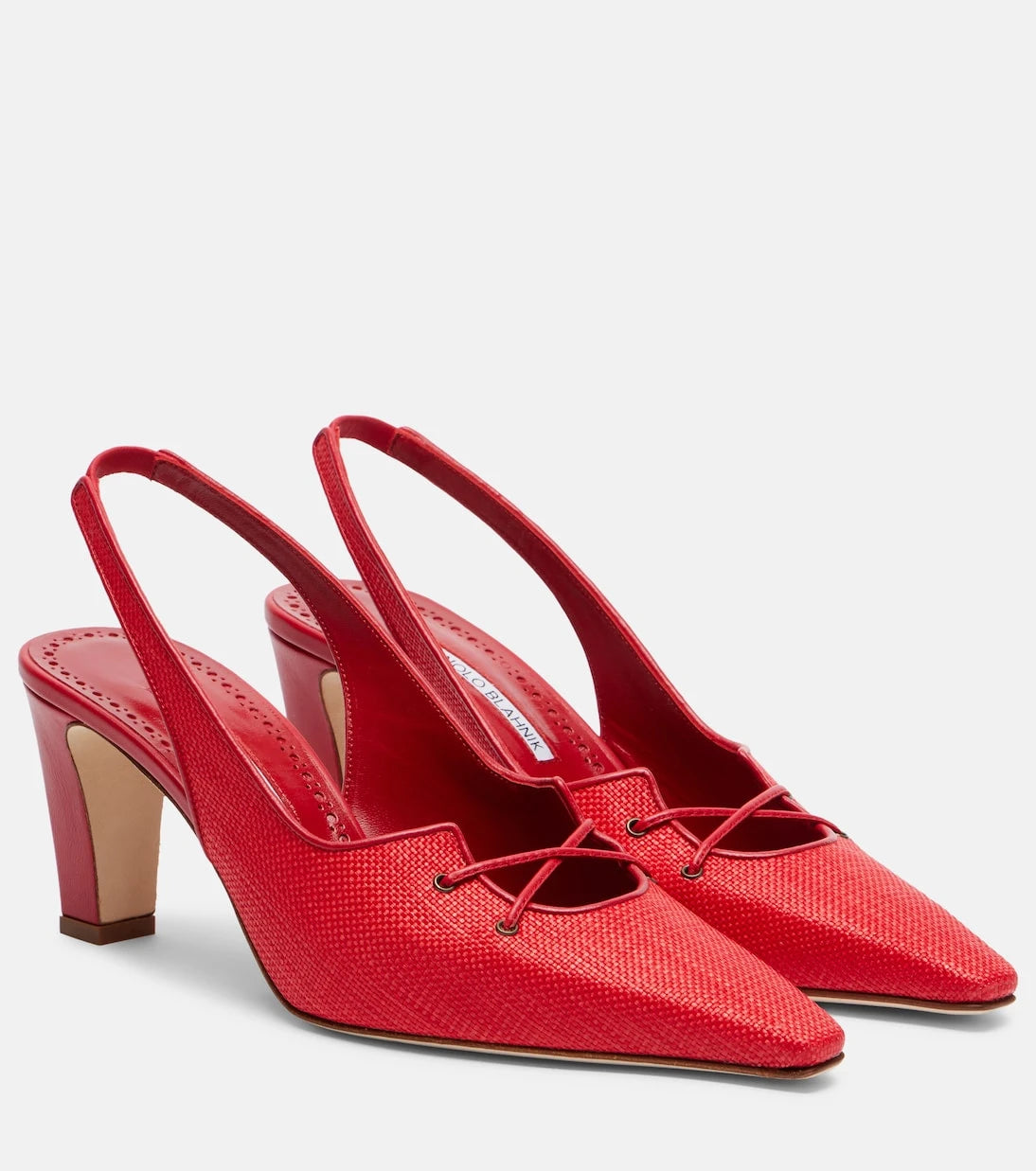 Manolo Blahnik - Montbalo raffia slingback pumps