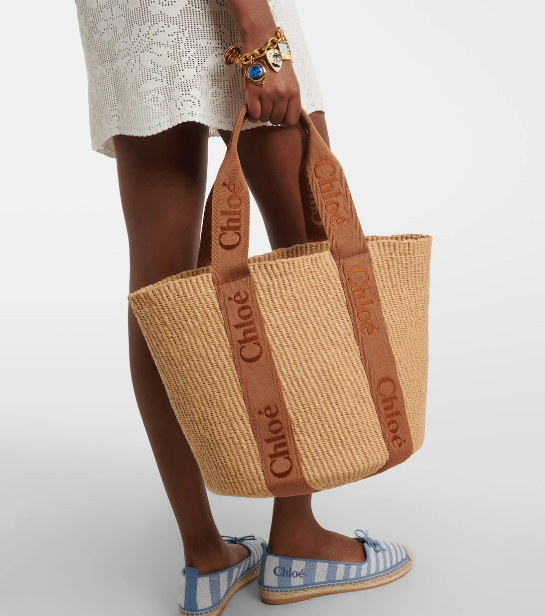 Chloé - Woody Large raffia basket bag