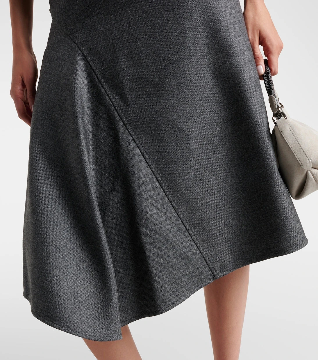 Brunello Cucinelli - Asymmetric virgin wool midi skirt
