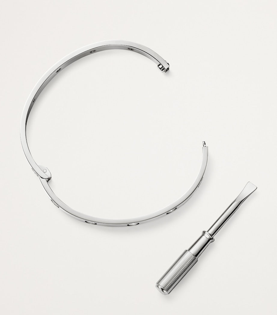 White Gold and Diamond LOVE Bangle