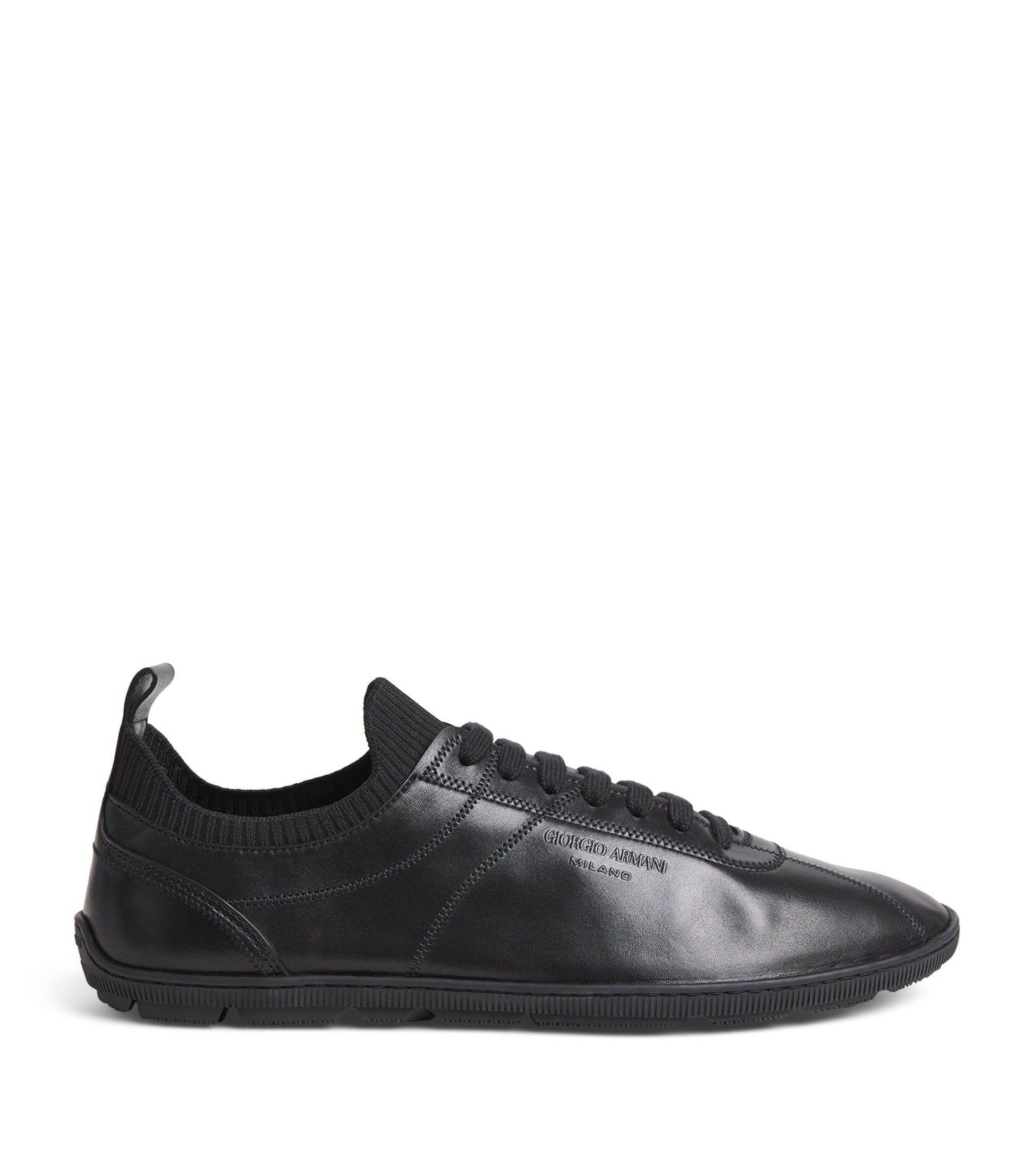 Leather Rib-Trim Sneakers