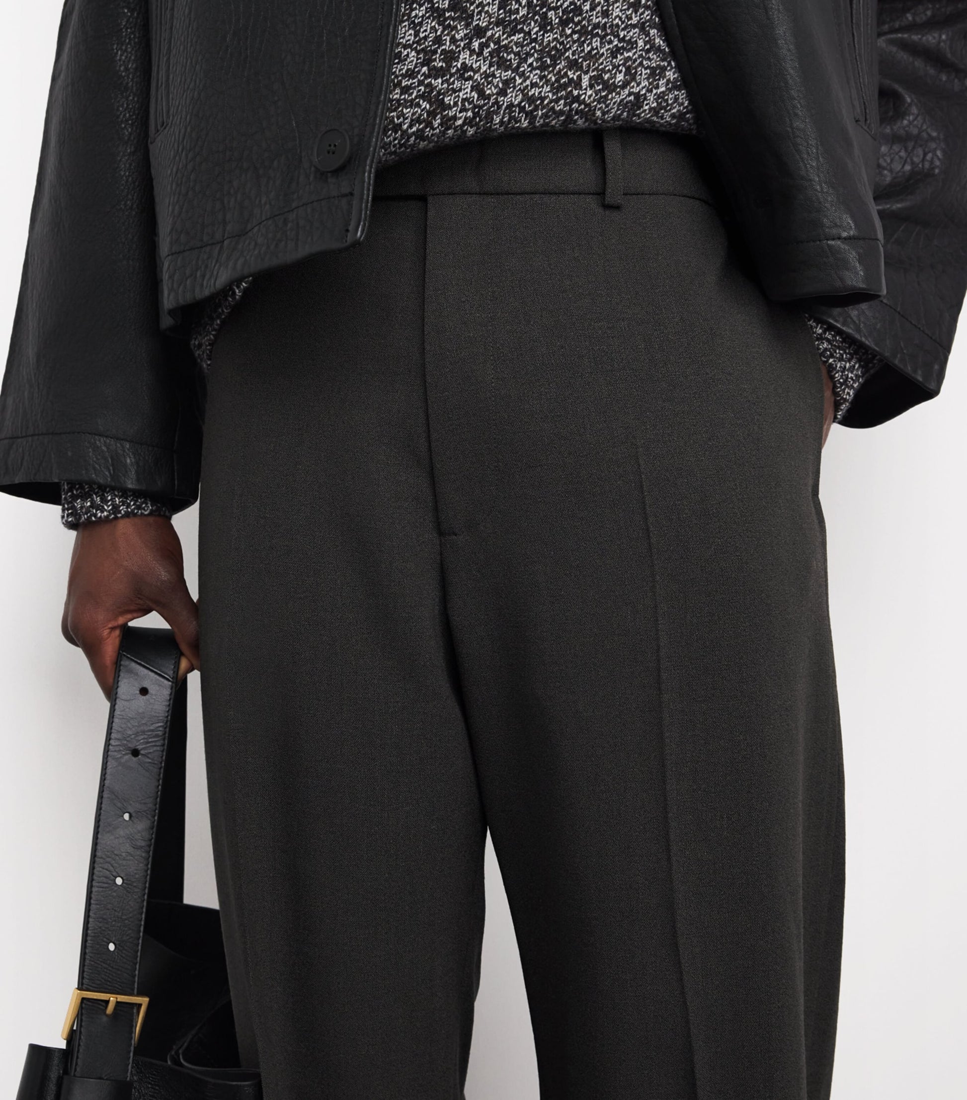 Wool-Blend Ester Straight Trousers