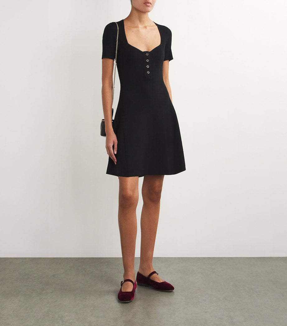Maje Black Rib-Knit Mini Dress