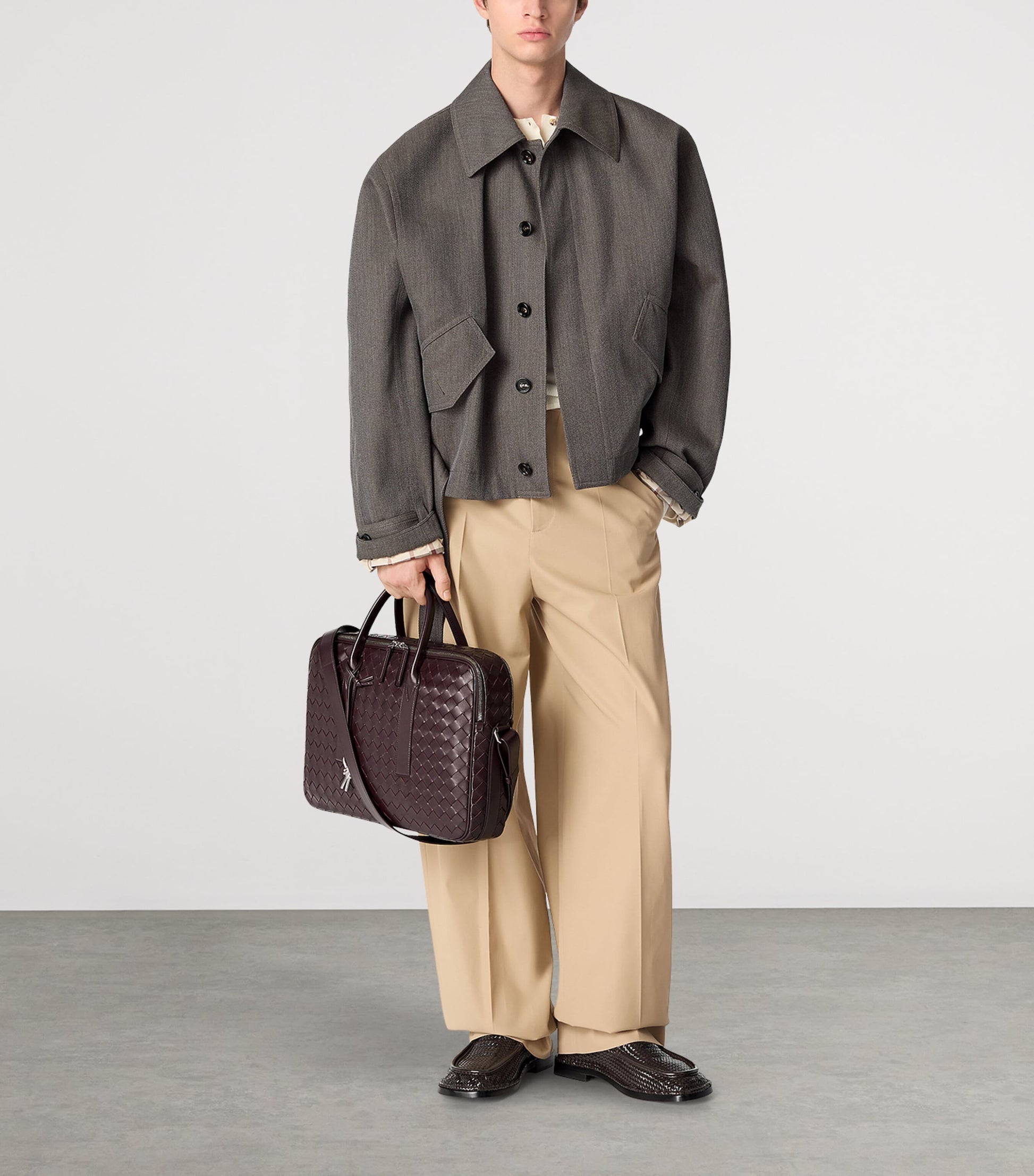 Leather Intrecciato Getaway Briefcase