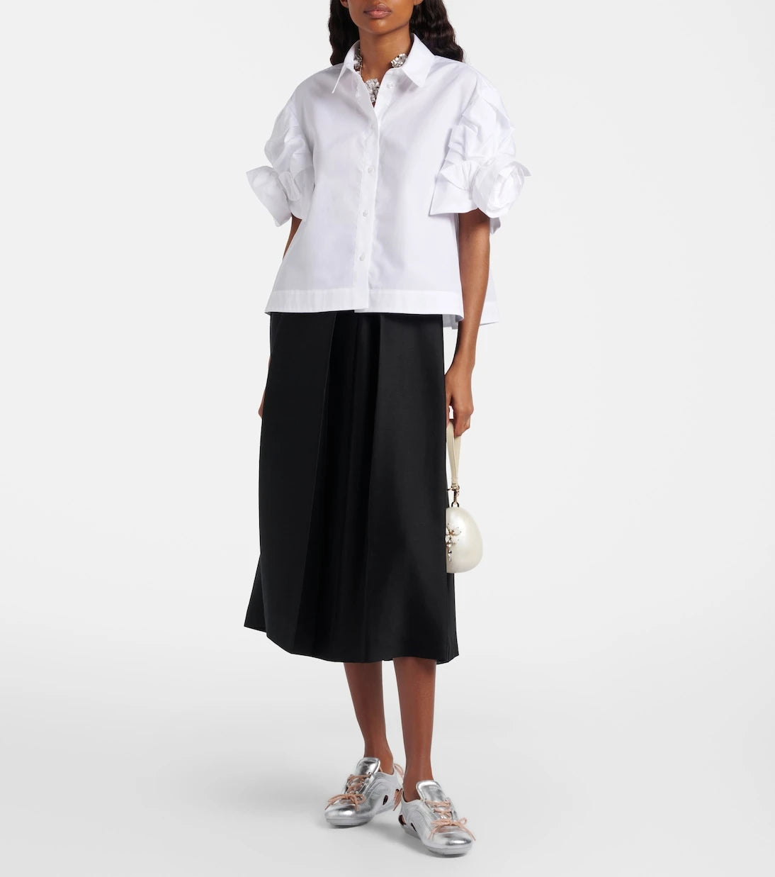 Simone Rocha - Cutout metallic leather sneakers