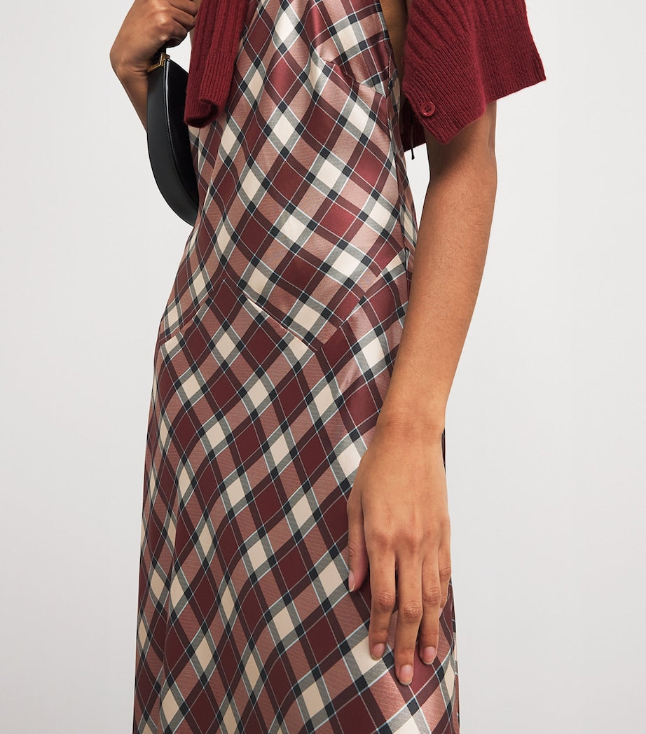 DÔEN Multi Silk Plaid Maxime Maxi Dress