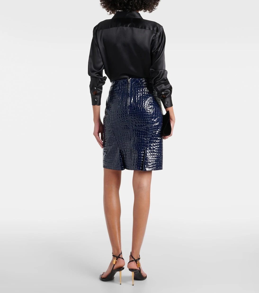 Tom Ford - Timsah Desenli Deri Midi Etek