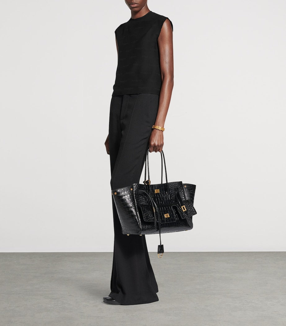 Balenciaga Black Silk Jacquard License Top