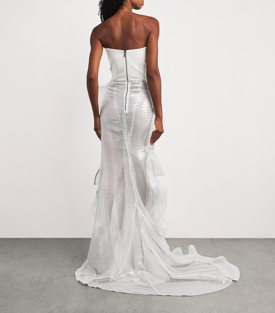 White Sequinned Refraction Gown