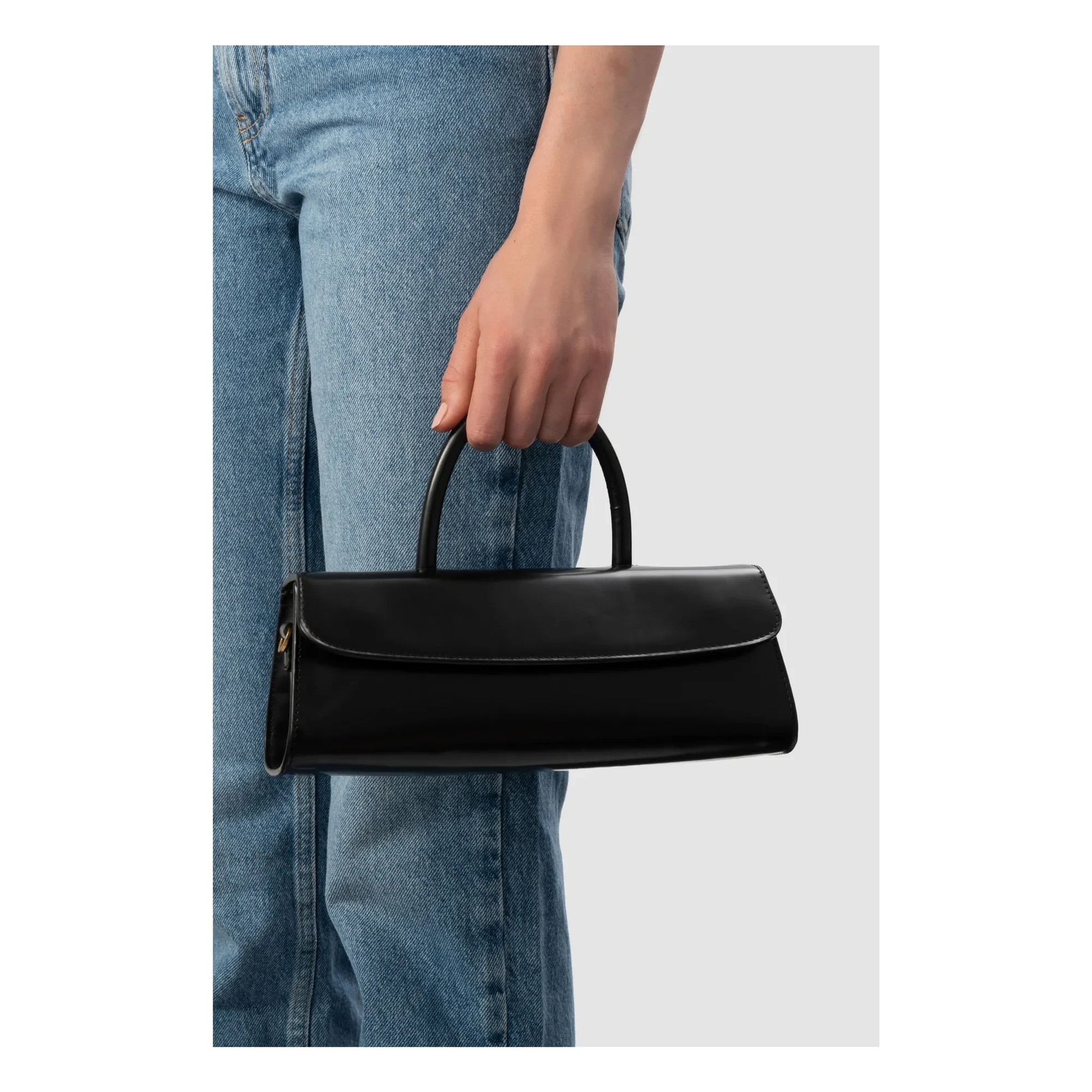 BY FAR - Mini Longa Bag Semi-Polished Leather | Black
