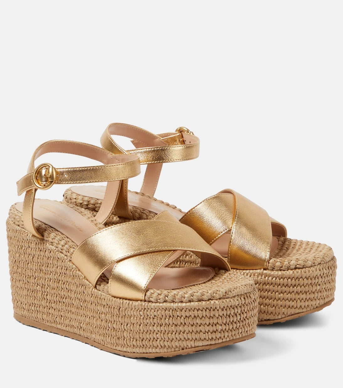 Gianvito Rossi - Leather and raffia platform sandals