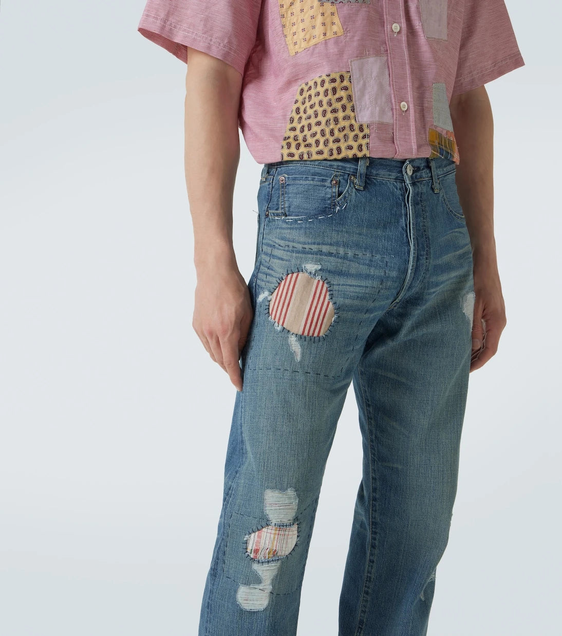 Junya Watanabe - بنطلون جينز بقصة مستقيمة من x Levi's® بتصميم خليط