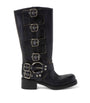 Miu Miu Black Leather Buckle Boots 50