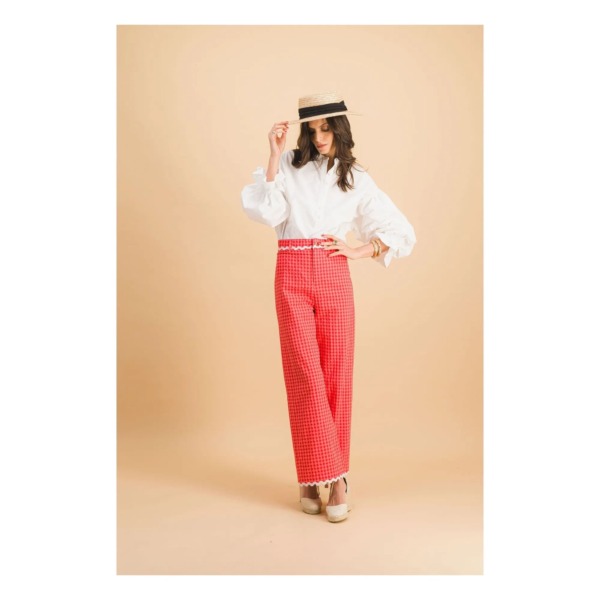 Elise Chalmin - Georgia Cotton plaid pants | Red