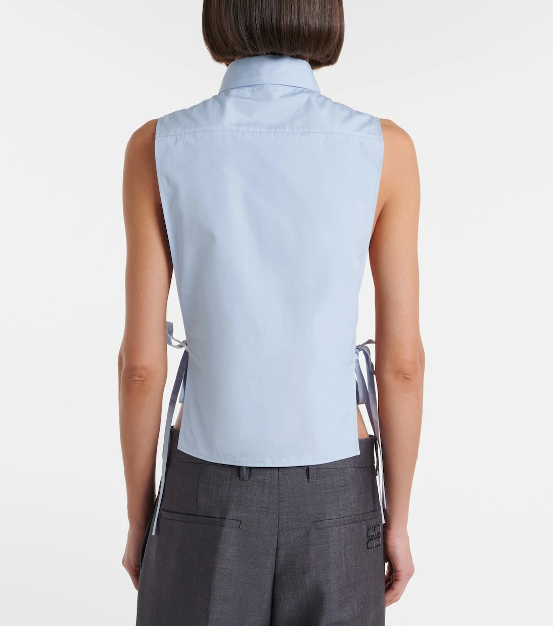 Miu Miu - Cutout cropped cotton poplin shirt
