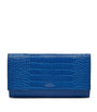 Blue Leather Croc-Embossed Marshall Travel Wallet
