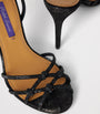 Ralph Lauren Collection Black Leather Embellished Kiera Sandals 95