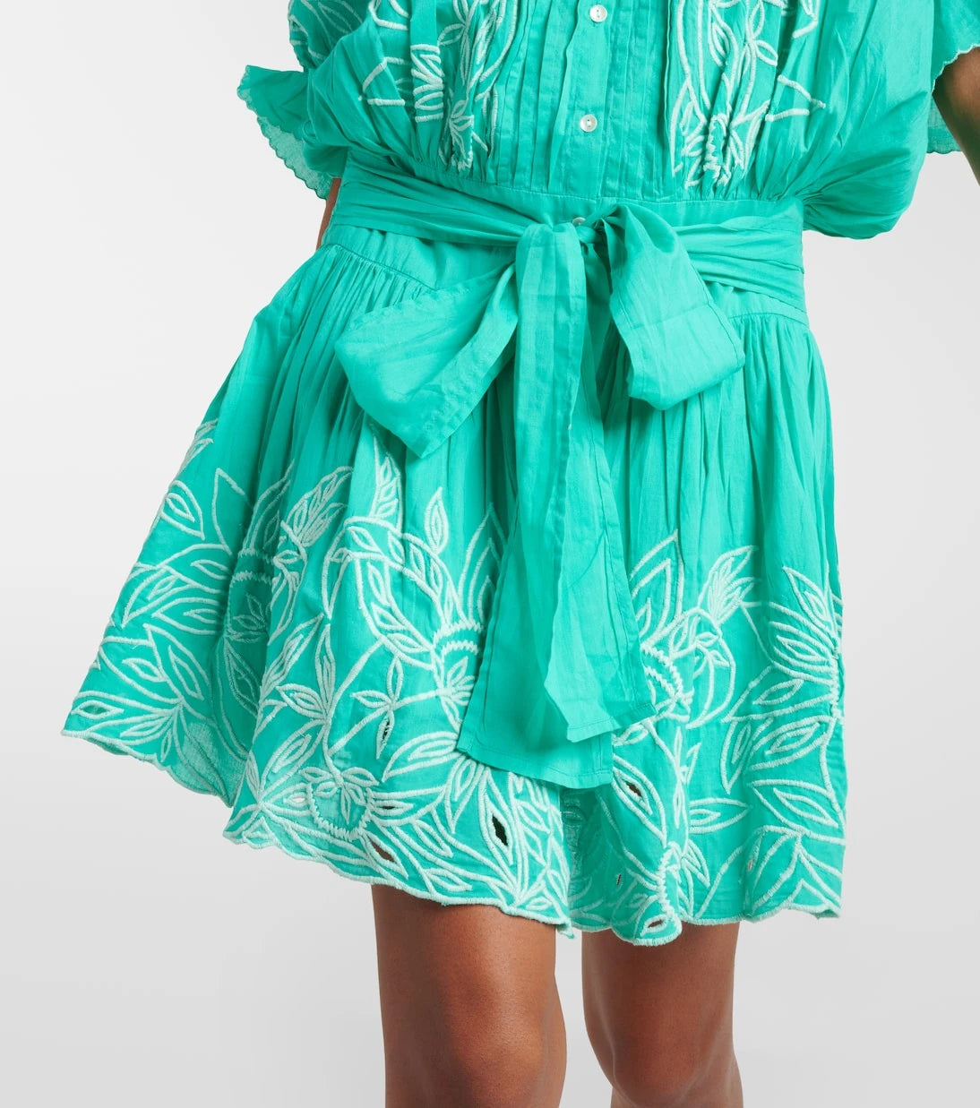 Juliet Dunn - Colorblocked cotton minidress
