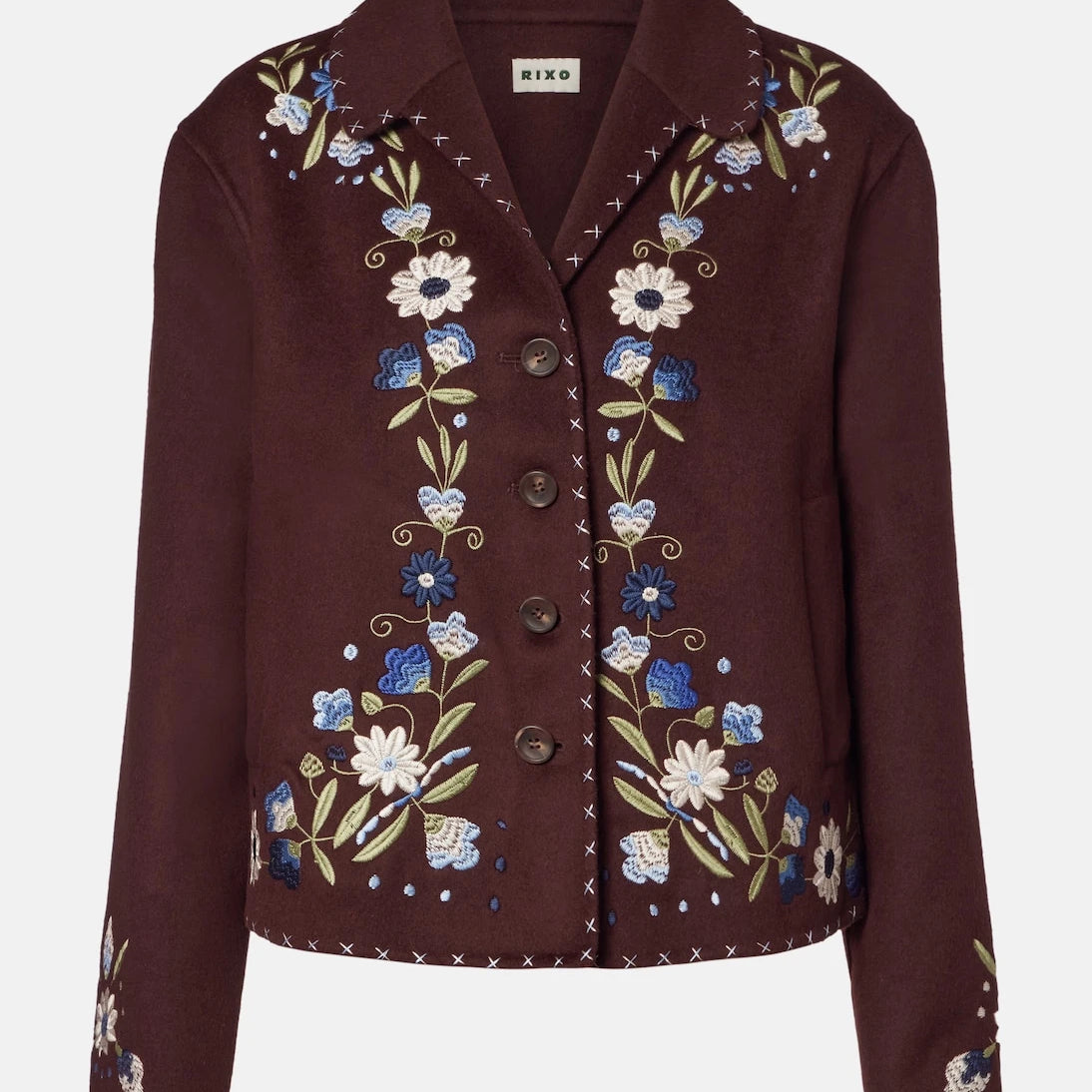 Rixo - Jude embroidered wool-blend jacket