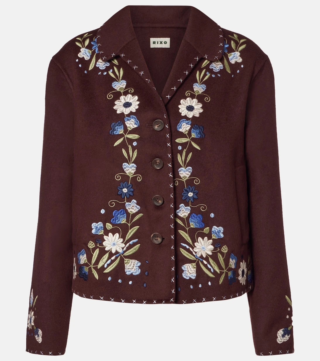 Rixo - Jude embroidered wool-blend jacket