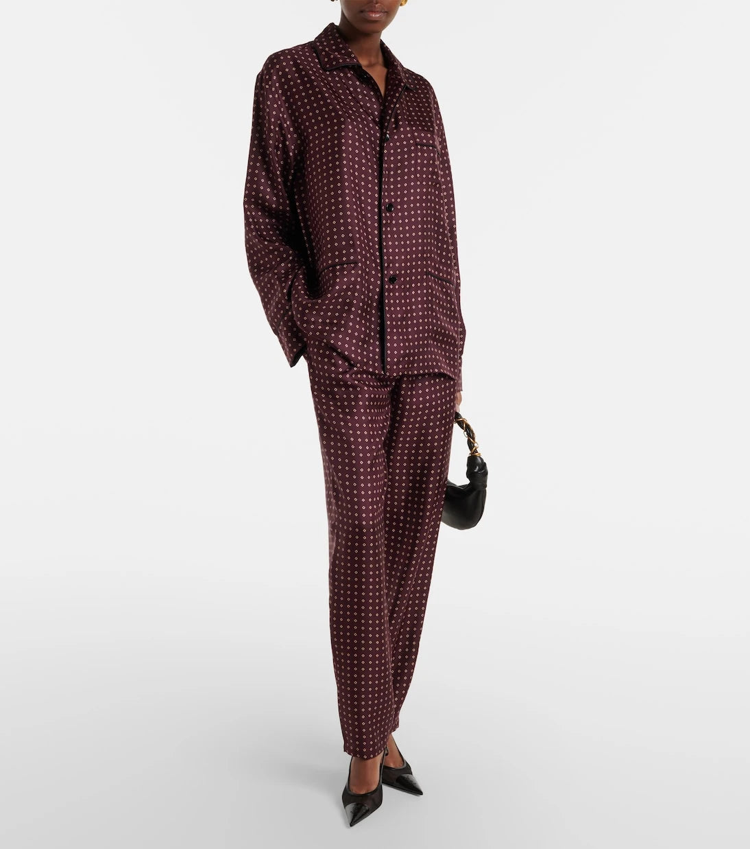 Saint Laurent - بنطلون بيجاما من الساتان الحريري المطبوع