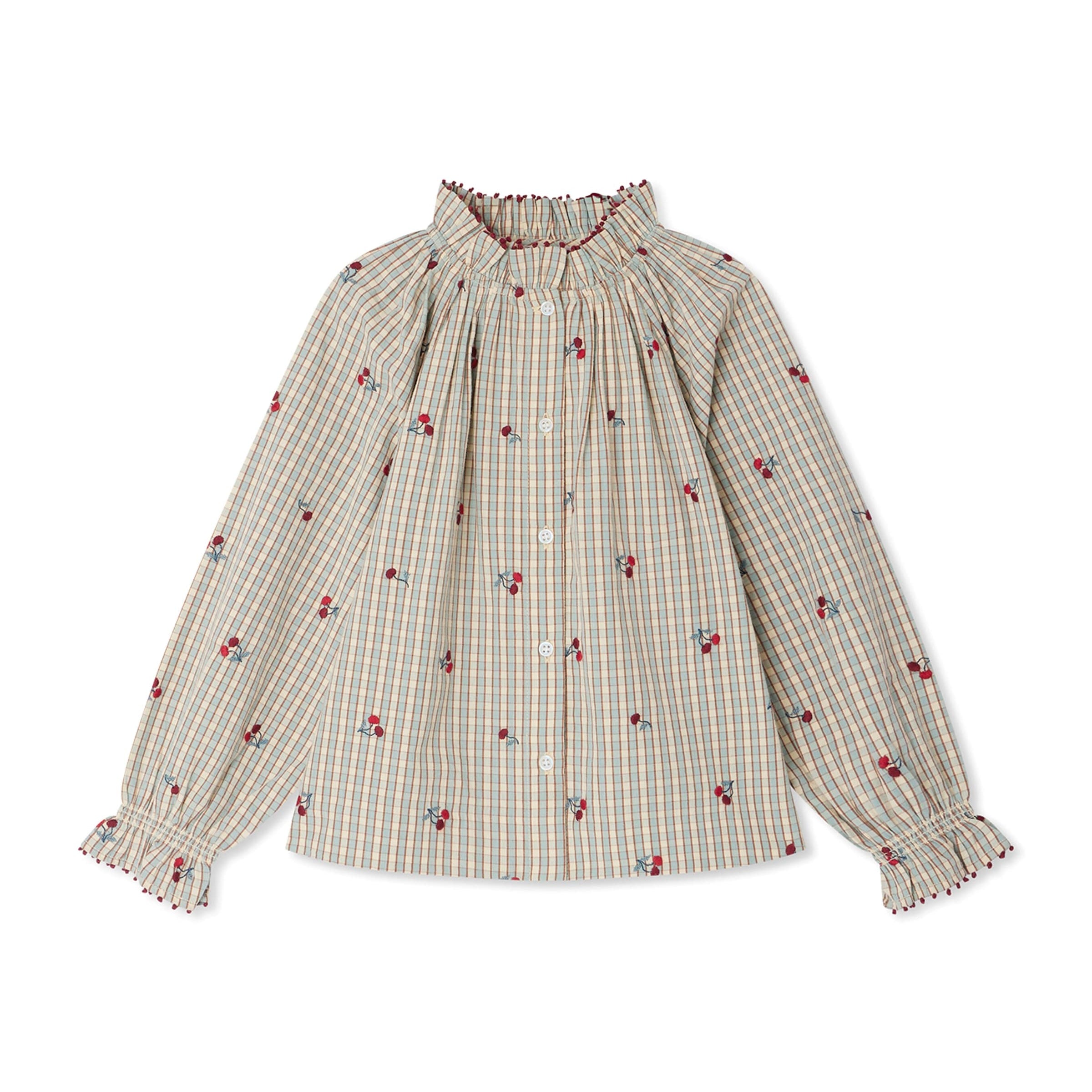 Cotton Embroidered Check Blouse (4-8 Years)