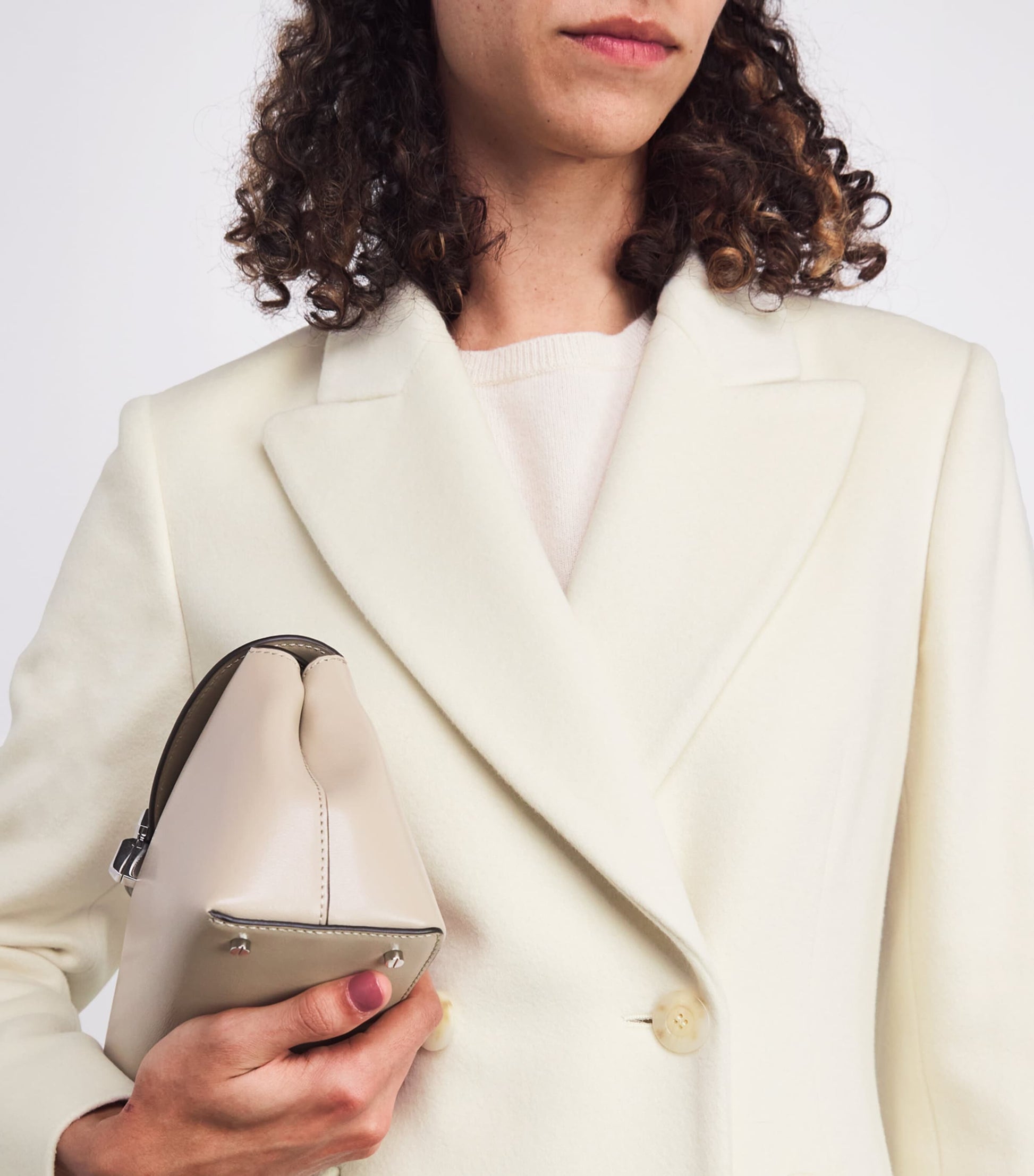 White Kid Cashmere Double-Breasted Coat