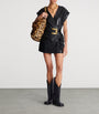Balmain Black Leather Belted Mini Dress