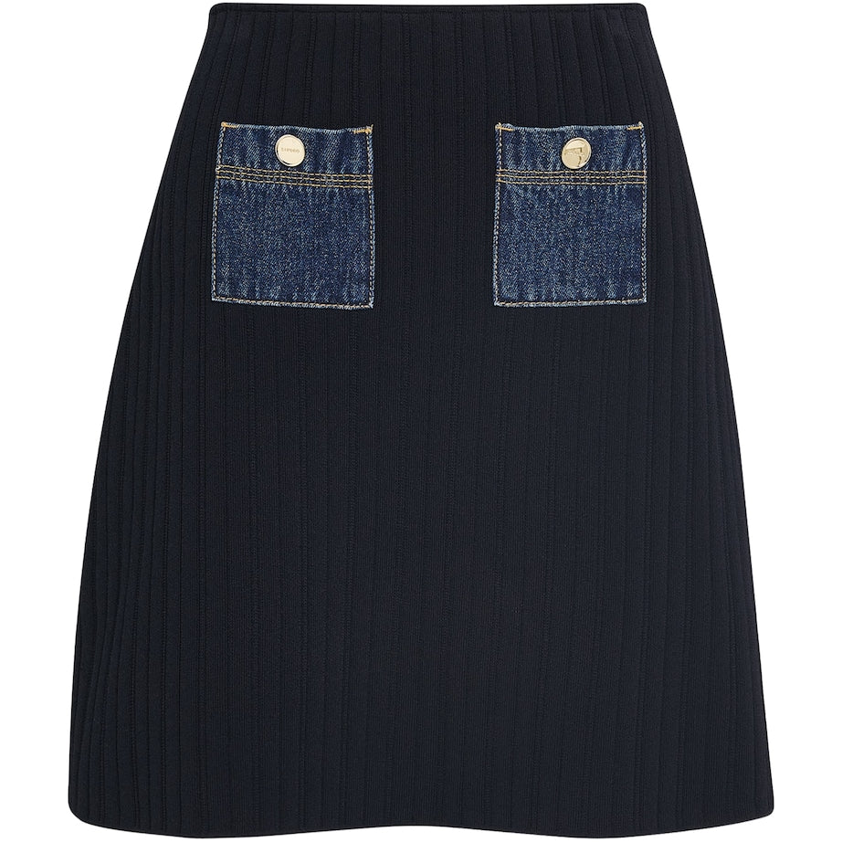 Blue Knitted Mini Skirt