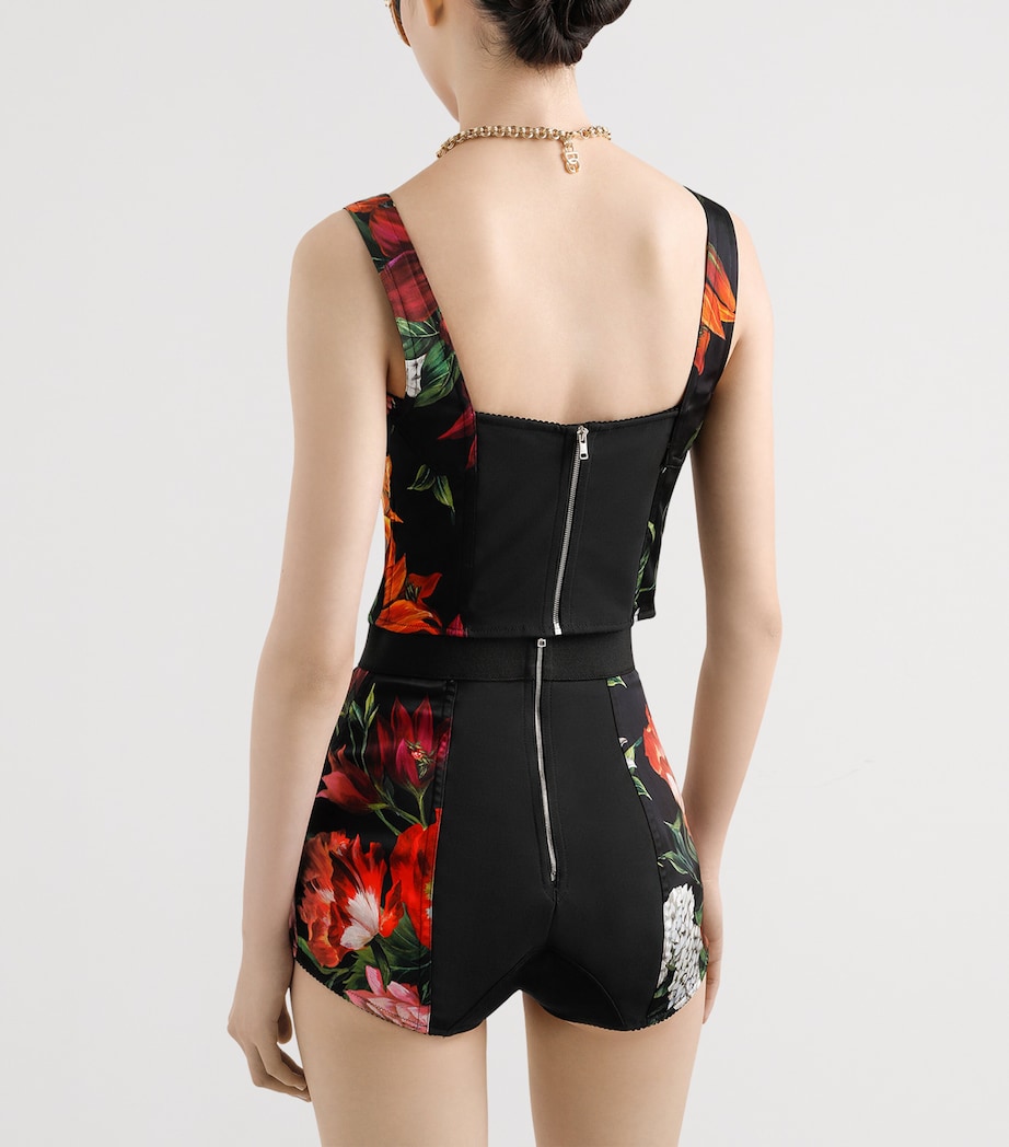 Dolce & Gabbana Multi Flower Print Bustier Top