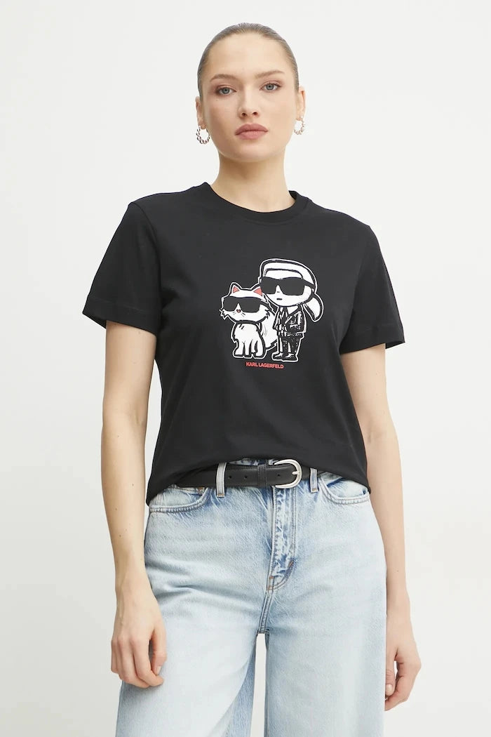 Karl Lagerfeld IKON SKETCH Pamuklu Kadın Tişört