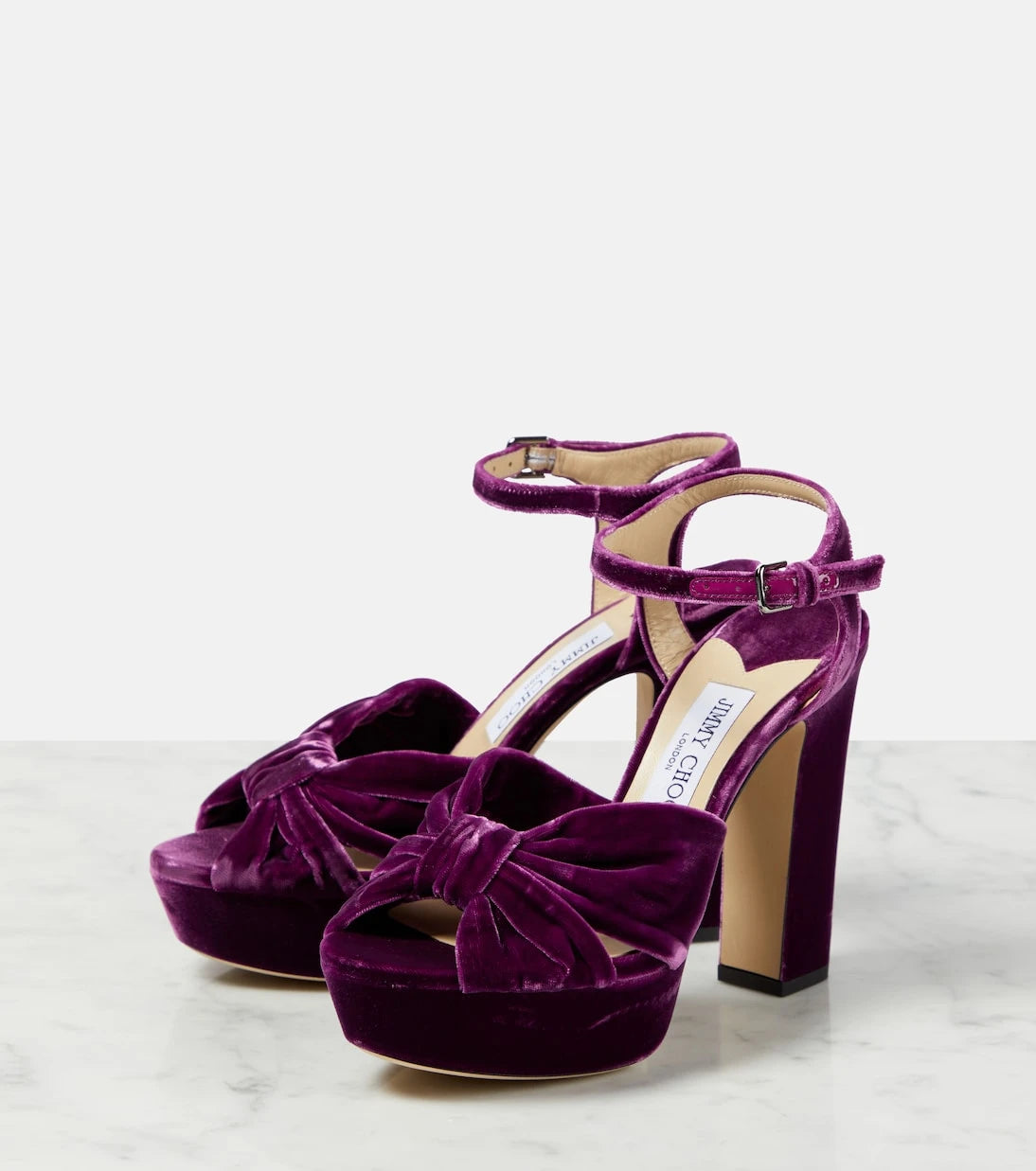 Jimmy Choo - Heloise 120 velvet peep-toe pumps