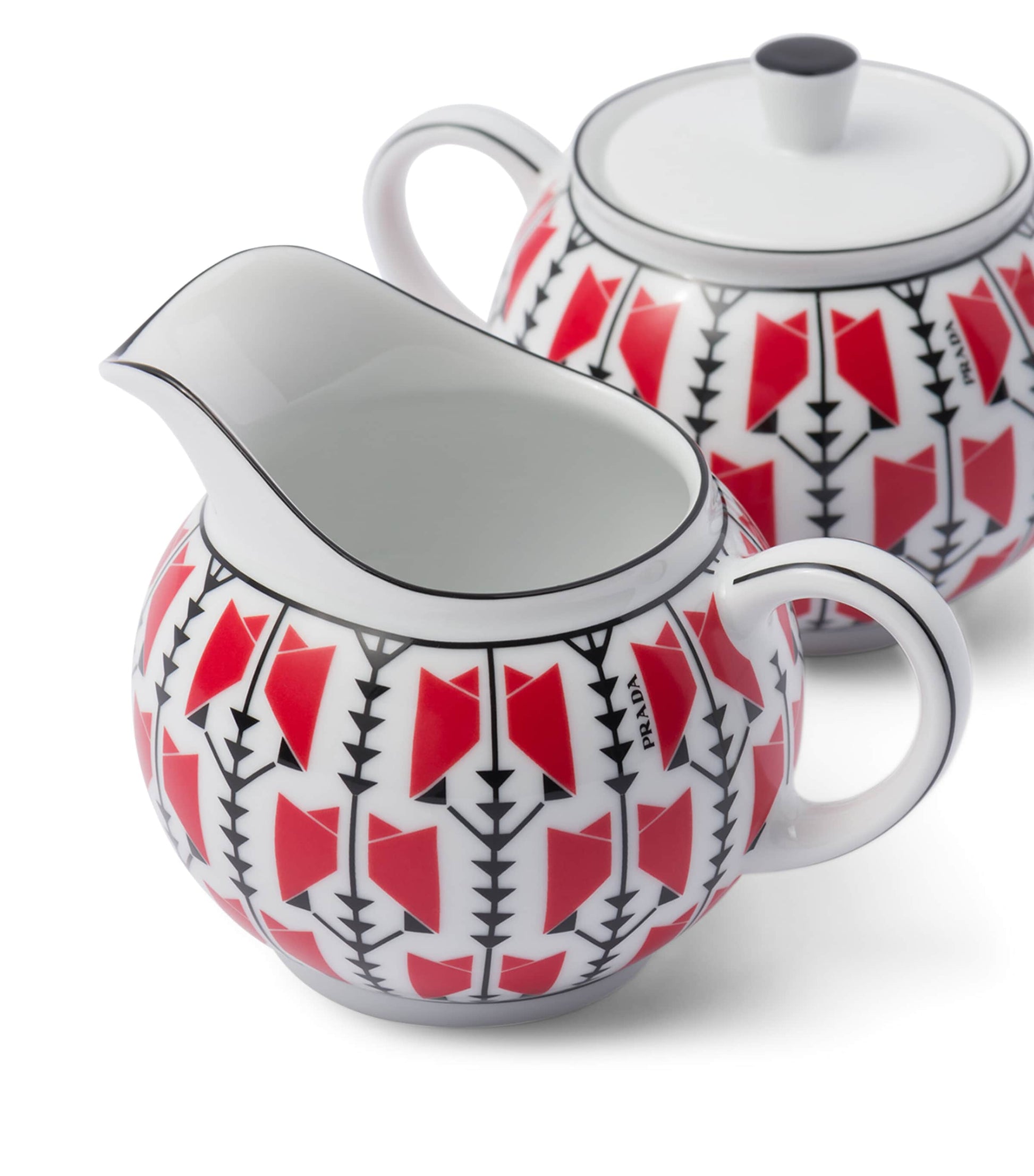 Prada Porcelain Vienna Arrows Creamer Jug and Sugar Pot Set