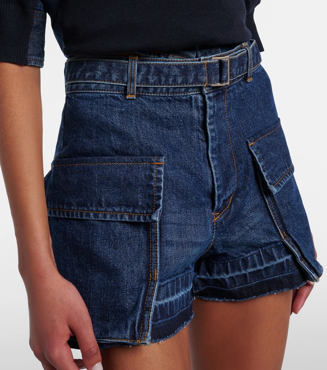 Sacai - Belted denim shorts