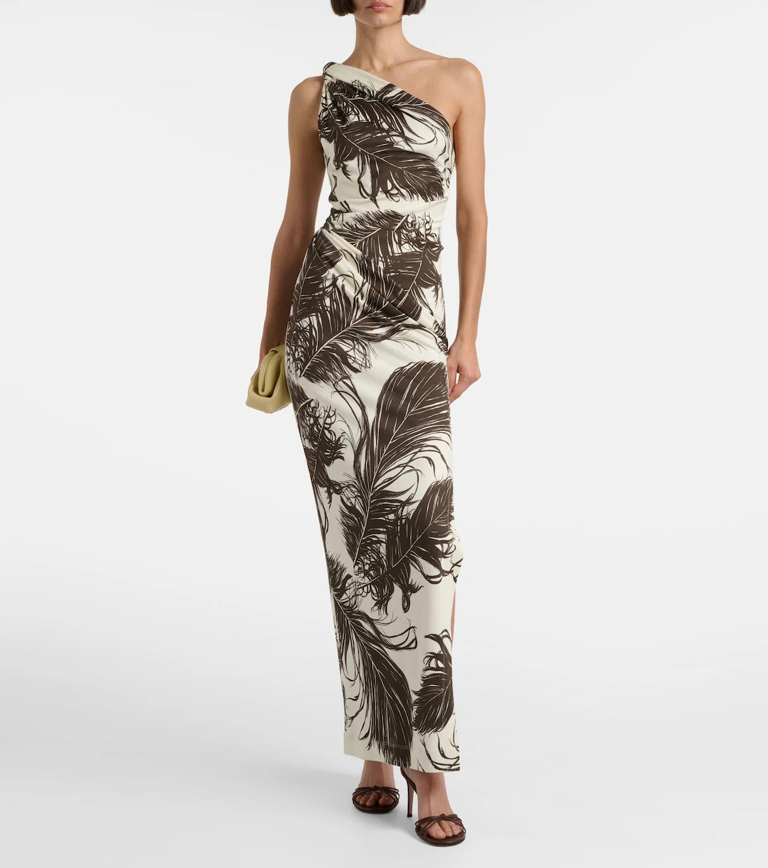 Oscar de la Renta - Printed one-shoulder jersey maxi dress