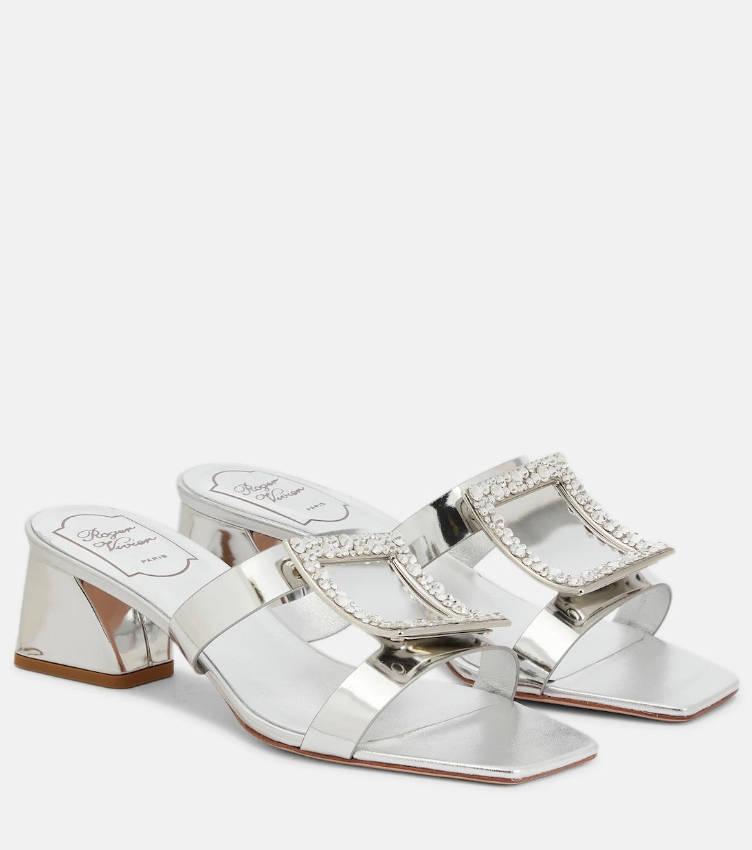 Roger Vivier - صندل بيكيفيف 45 من الجلد الميتاليك