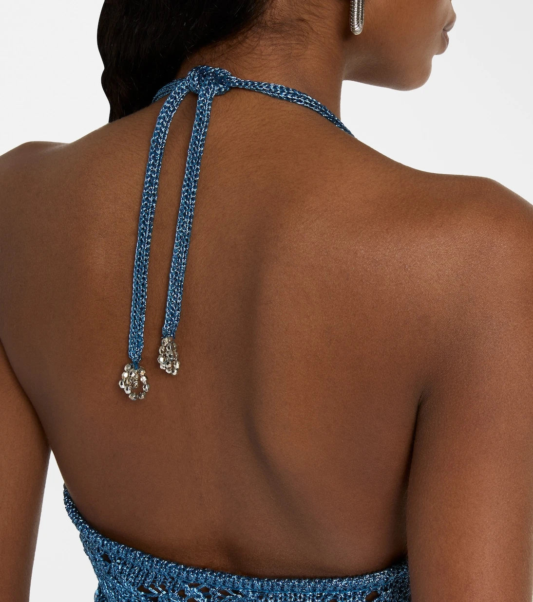 Rabanne - Crochet embellished lamé crop top