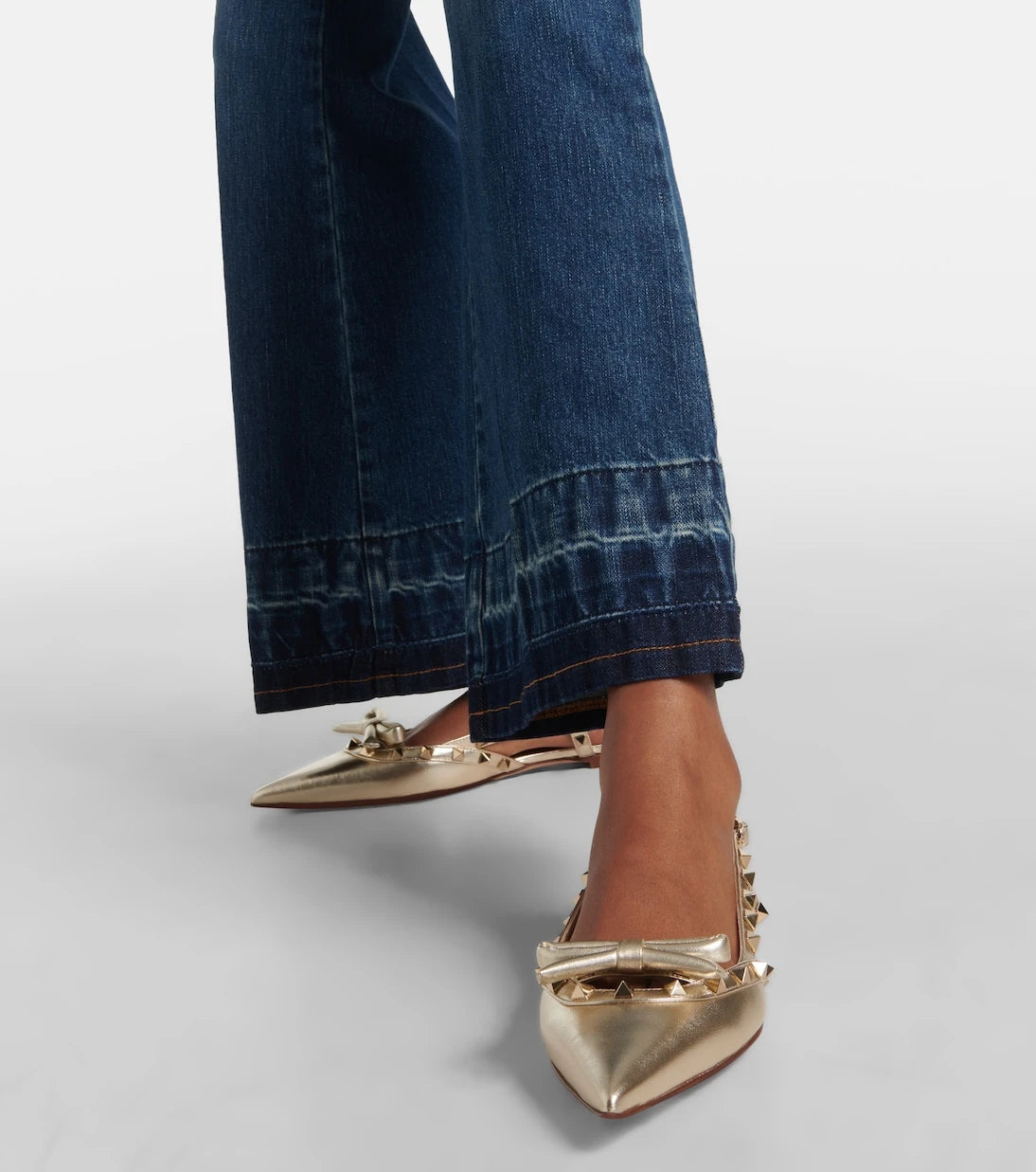 Valentino Garavani - Rockstud metallic leather slingback flats