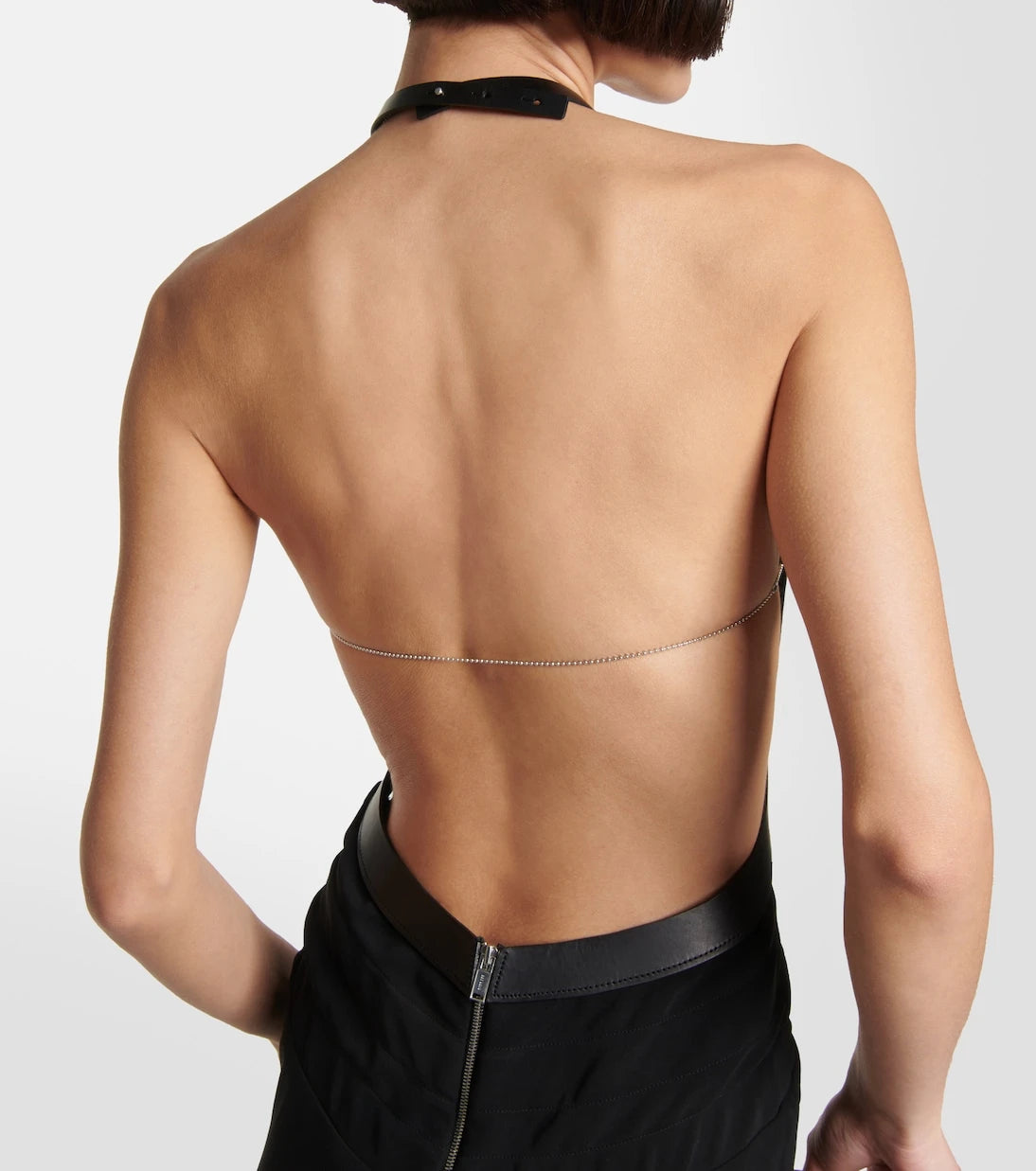 Dion Lee - فستان بفتحات وياقة هالتر وحواف جلدية