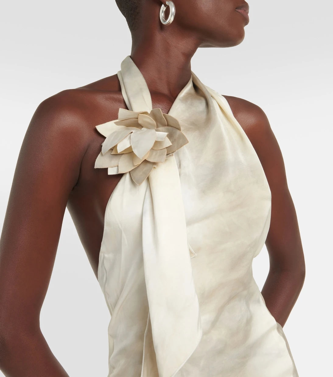Coperni - Floral-appliqué asymmetric gown