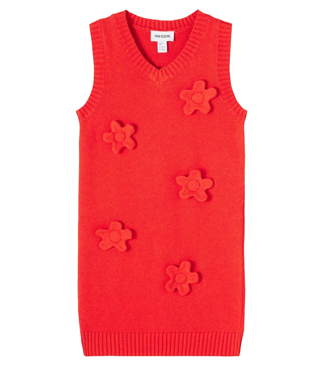 Mini Rodini - Floral-appliqué cotton and wool dress
