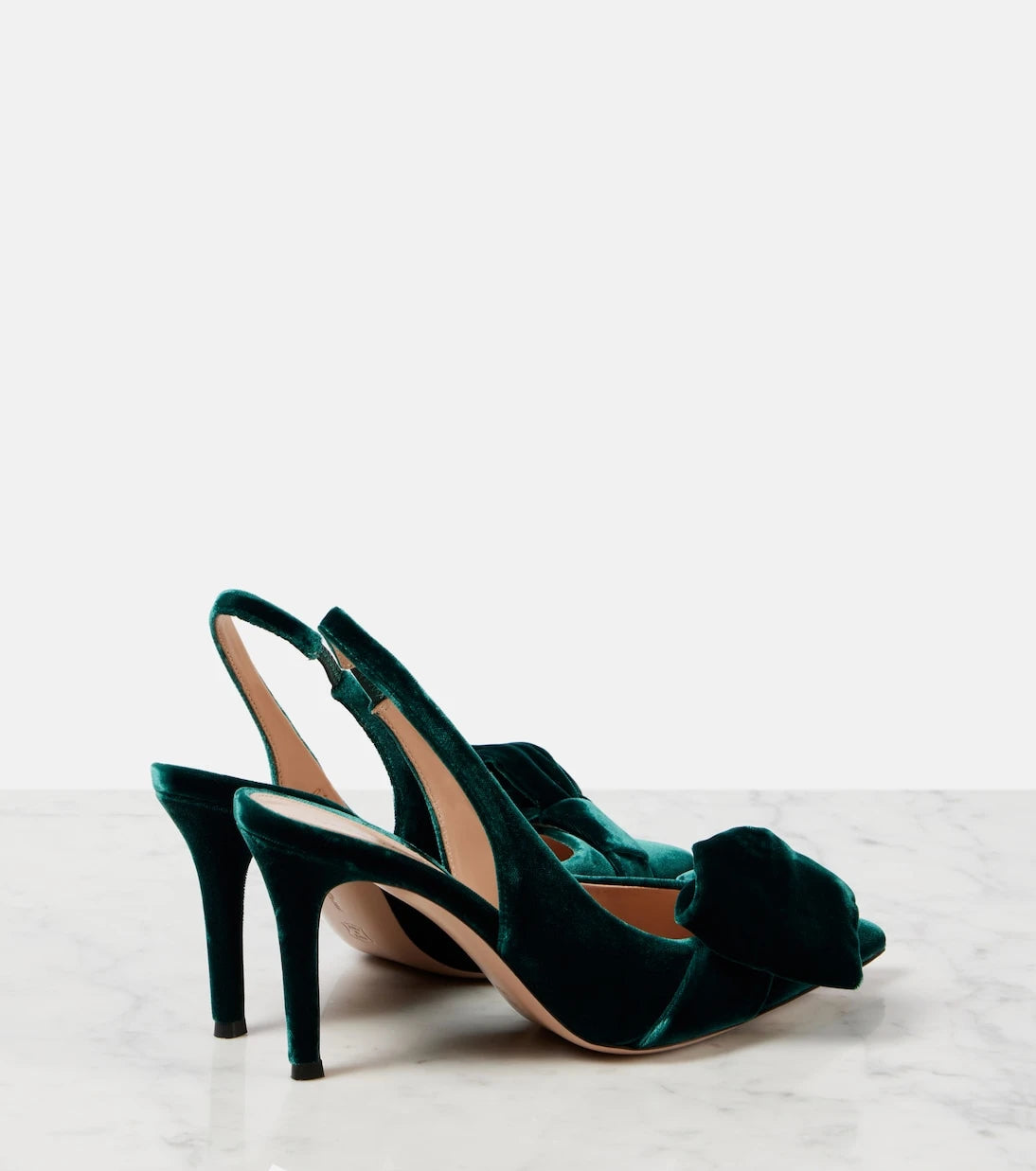 Gianvito Rossi - 85 bow-detail velvet slingback pumps