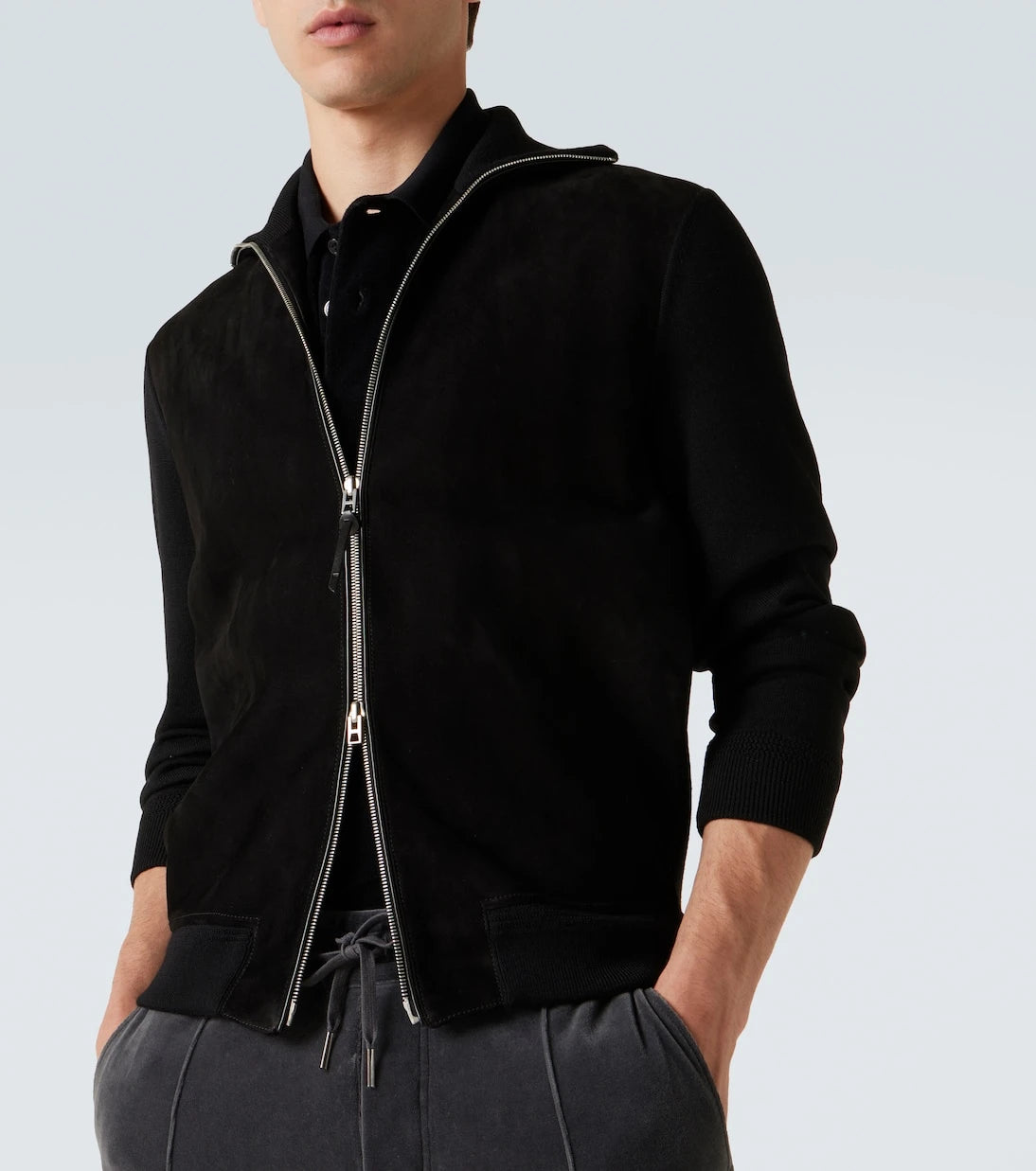 Tom Ford - Suede and wool-blend zip-up sweater