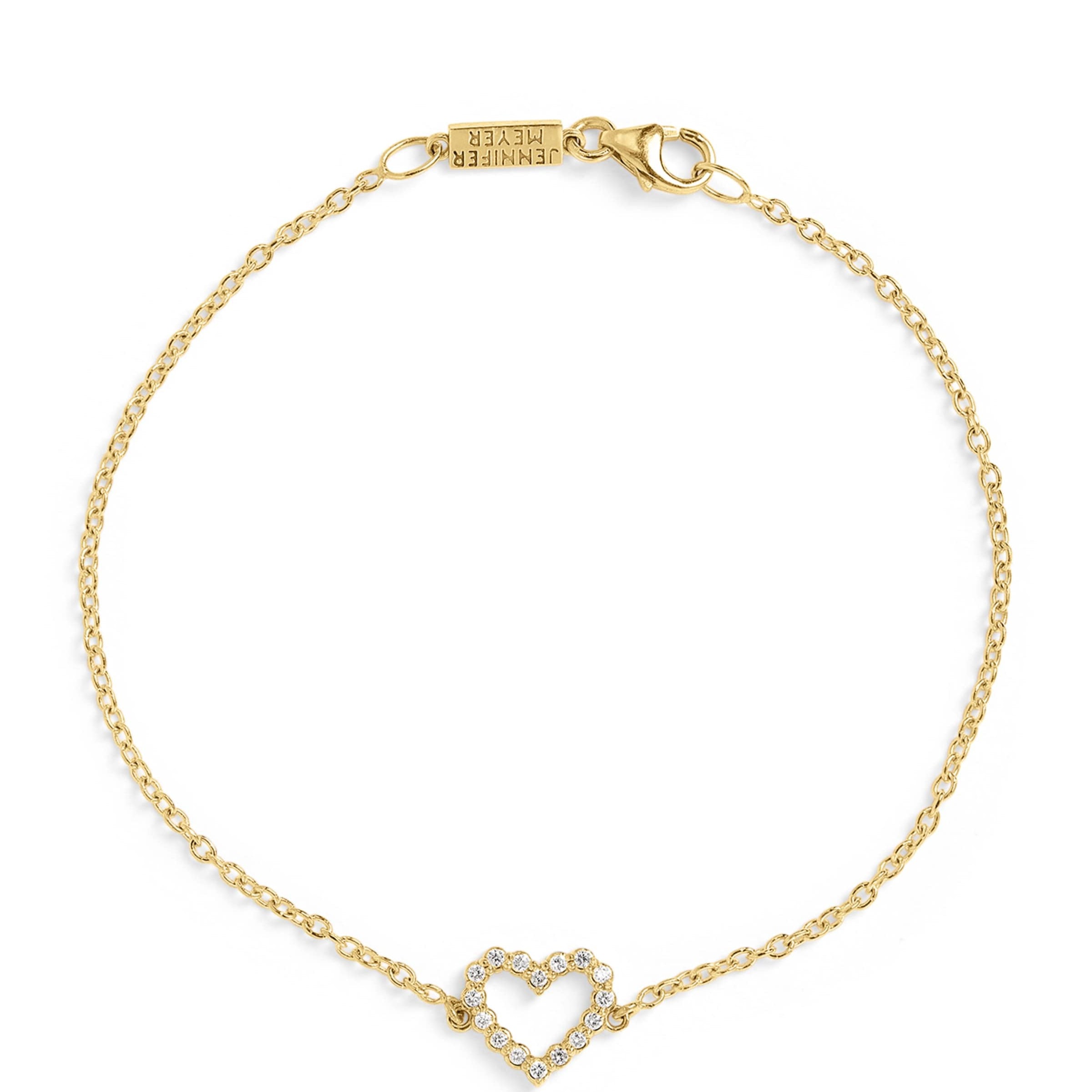 Yellow Gold and Diamond Open Heart Bracelet