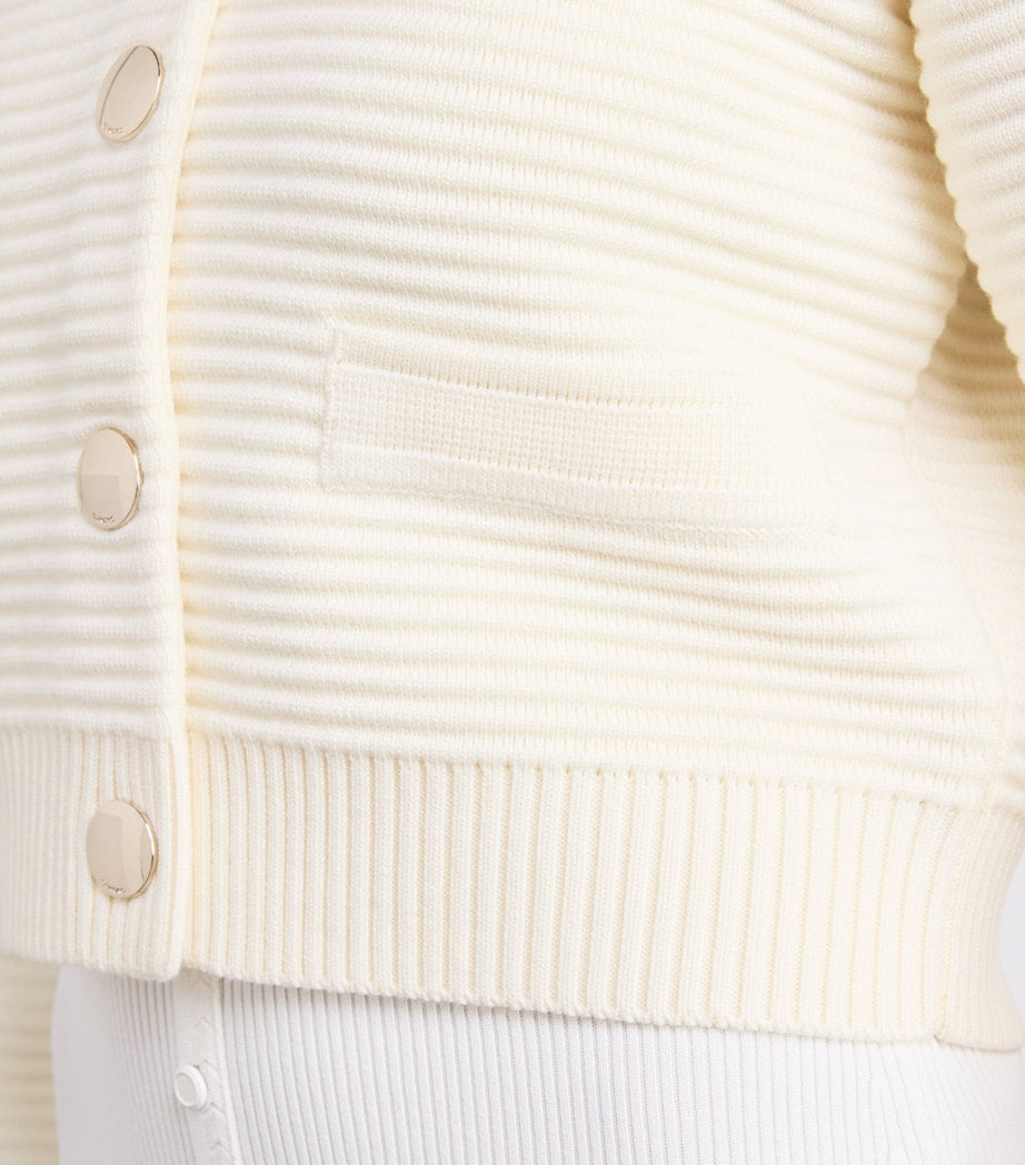 Beige Textured-Knit Cardigan