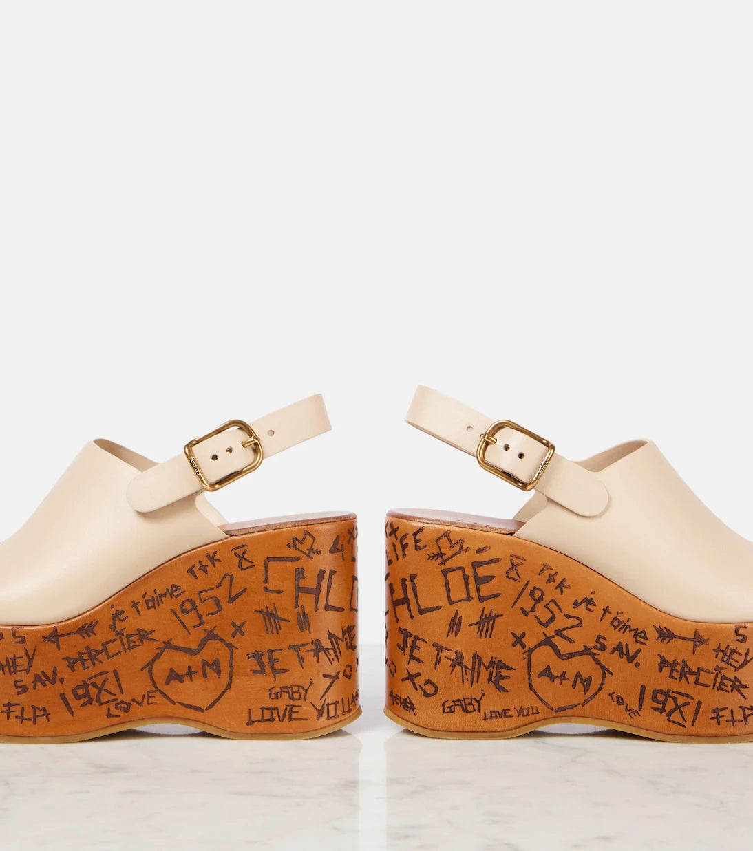Chloé - Maxime debossed leather wedges