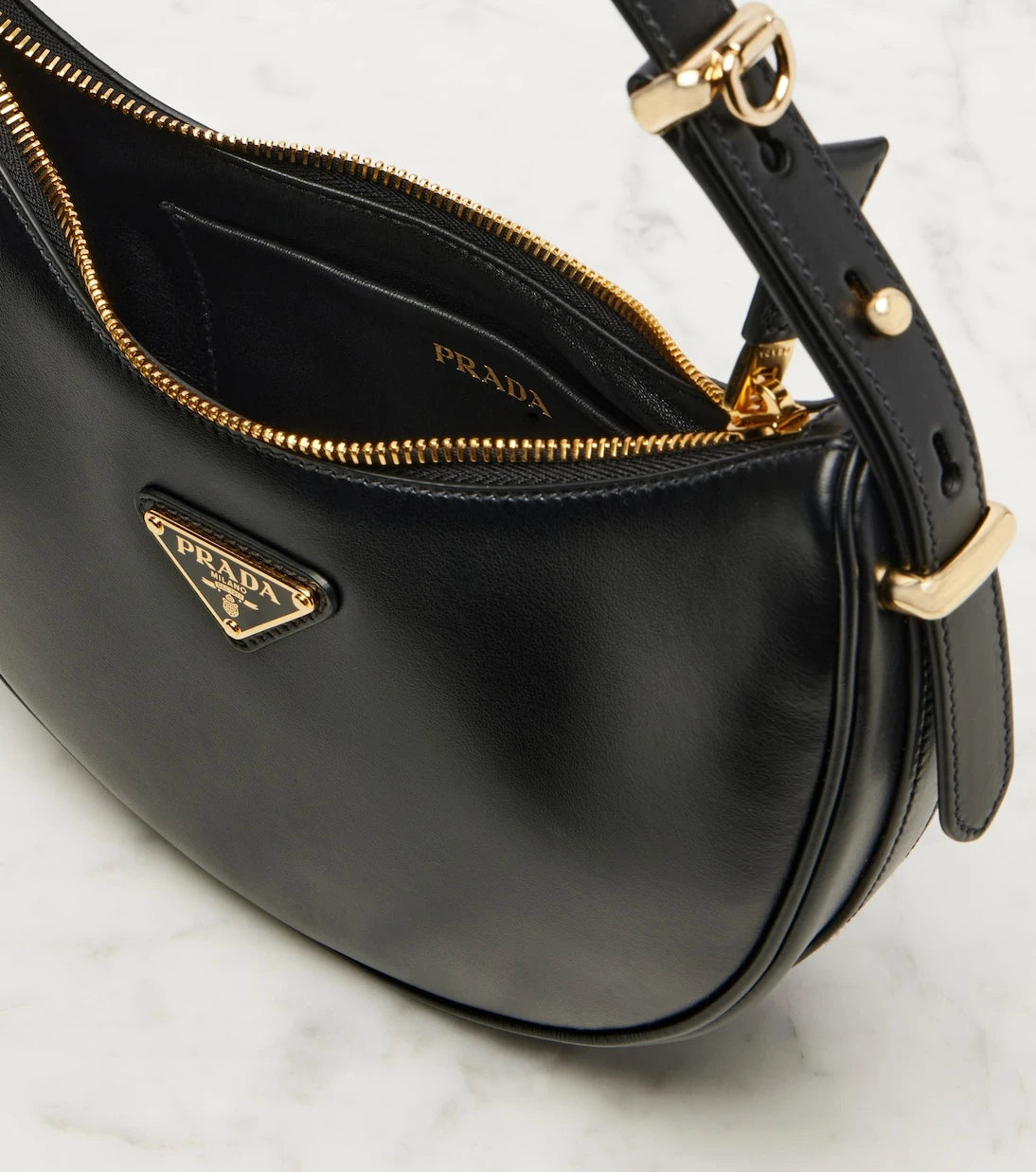 Prada - Arqué Small leather shoulder bag